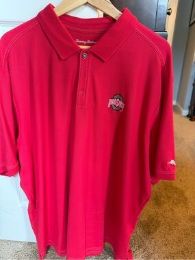 Tommy Bahama Red Ohio State Embroidered Polo